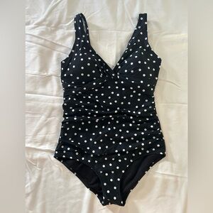 Classic Black Polka Dot One-Piece Swimsuit
